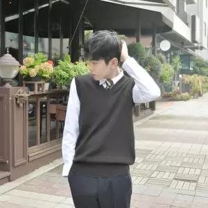 보풀방지 그레이 롱 교복조끼(남자)