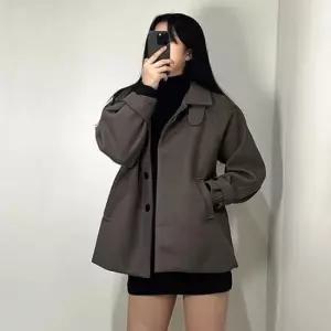 오버핏코트 여성 오버핏 나그랑 숏 하프 코트 자켓 반코트 2color