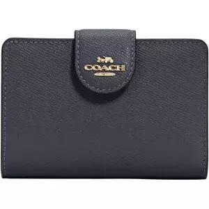 코치 COACH Medium Leather Corner Zip Wallet in Midnigh #6390