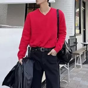 [허밍플라이] 남자 봄 브이넥 부드러운 모달 니트
