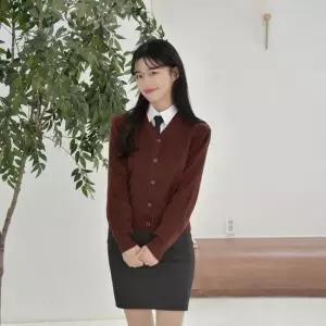 교복조끼 교복몰 보풀방지 와인 가디건 (여자) 교복 학생복