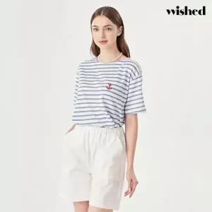 [위시드]마린 자수 스트라이프 반팔 티셔츠 (WIDBTS020)