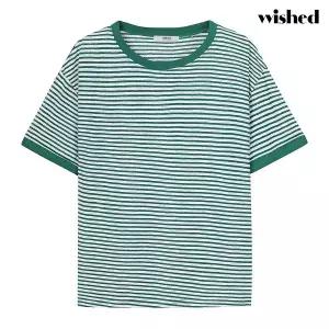 [위시드]베이직 심플 스트라이프 반팔 티셔츠 (WIDBTS018)