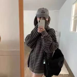 WL F53651 줄무늬 후드 집업 가디건 남녀공용 커플룩