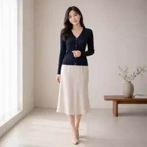 [지고트](대전신세계)JS5E1CD501[ V넥 잔골지 오픈형 가디건 ]