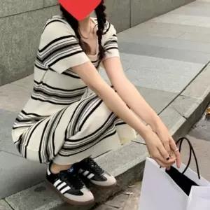 여성 여름 데일리 반팔 단가라 스퀘어넥 롱원피스
