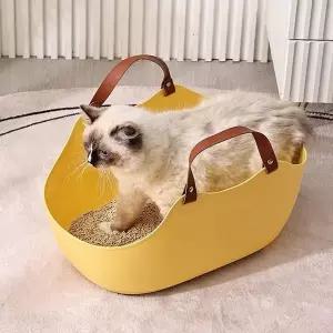 고양이 화장실 펫용품 키우기 반려동물 휴대용 손잡이 변기통