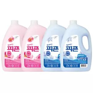 피죤 섬유유연제 용기 핑크로즈 3.1L 2개+블루비앙카 2개