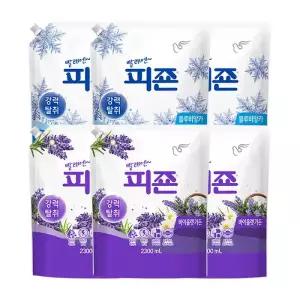 피죤 섬유유연제 리필 블루비앙카 2.3L 3개+바이올렛가든 2.3L 3개