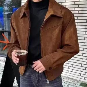 가죽자켓 스웨이드 투웨이 지퍼 블루종 자켓 남친룩 봄 간절기