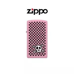 지포라이터 ZIPPO 48680 Checkered Skull 슬림 매트핑크 체크 스컬