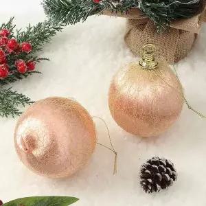 [RIZPICK]피치오렌지 패브릭 장식볼 2P 10cm 실키망사 트리볼