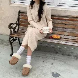 [다잇템]여성 캐주얼 후드 롱 니트 원피스 꽈배기 디자인 후디