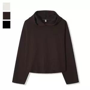 [리빌모아]남자 간절기 골지 후디 솔리드 크롭 니트 AC KNA Q076 브라운_P423249265