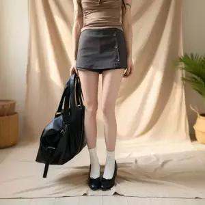 옷자락 여성 봄여름 스판 미니 치마바지 단추포인트