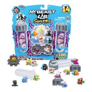 MRBEAST LAB 스웜즈 시리즈 3, 하이퍼 퓨전 시리즈, 수집 가능한 마이크로 비스트 14팩, 수집 가능한 스티커 14개, 나만의 스틸 슬러시를 만드는 퓨전 캡 4개