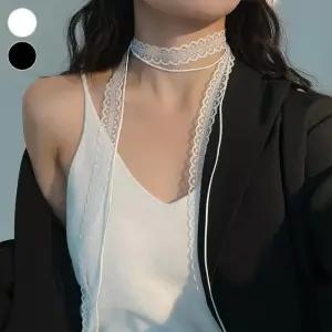 초커식 목걸이 스카프 레이스 레이어드 여성스런 두줄