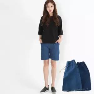 [비케이엠컴퍼니_64]빈티지 청 데님 반바지 진청 연청 4부