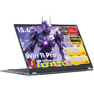 하이퍼스트릭스 15.6인치 노트북 컴퓨터 2in1 AMD 라이젠 7430U 비트 i71355U Win11 프로 MS Office 365 전통 16GB 512GB SSD 백라이트 키보드 풀 HD IPS 디스플레이 1MP 카메라 타입CT 5.0 HDMI
