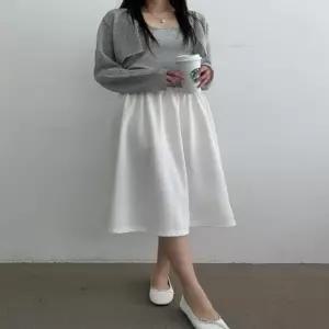 [하프클럽/]세미플레어 데일리 허리밴딩 밝은색 플레어스커트롱스커트