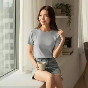 Rly 스판 티셔츠 엘히앤 베이직 무지