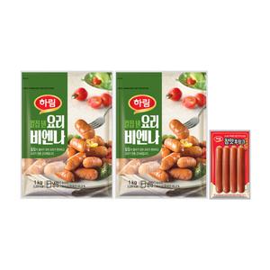 하림 요리비엔나 1kg 2봉 + 참맛후랑크 80g 1봉