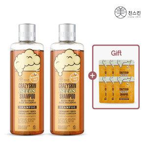 미친스킨 맥주효모 탈모 샴푸 300g 2개 / 여행용 파우치 6매