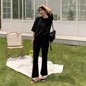 핫핑 [쫀쫀탱탱/관리쉬운] 피플즈SS_반팔티+부츠컷 밴딩팬츠 투피스