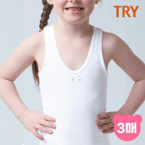 트라이 여아 퓨어 순면 민소매런닝 3매세트