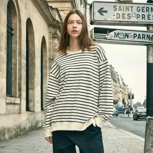 플루크 스트라이프 슬릿 맨투맨 티셔츠 FMT3071-Z / 2color W