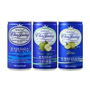 초정탄산수 190ml × 60캔 (플레인/그린애플/라임 택2)