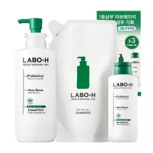 라보에이치 약산성 두피샴푸 400ml + 리필 400ml + 180ml, 비건 대용량 구성