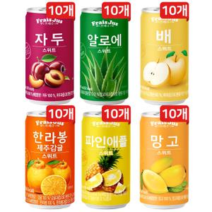 일화 프레쥬 미니캔음료 175ml 6종 혼합세트 각10캔씩(자두+알로에+배+한라봉+파인애플+망고) 과즙음료
