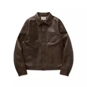[국내정품] PEALP Welt Pocket Faux Leather Jacket 8(Brown) 221593