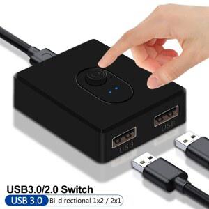 USB 스위치 KVM 스위처 어댑터 2 포트 3.0 2.0 키보드 마우스 프린터 허브 용 양방향 공유 컨트롤러 분배기