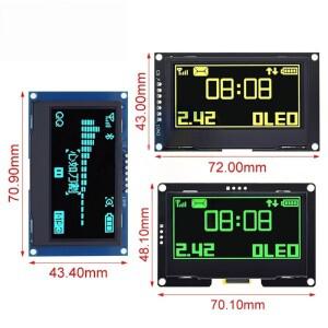 2.42인치 OLED 디스플레이 모듈 128x64 HD 스크린 SSD1309 7핀 SPI/IIC I2C 시리얼 인터페이스 아두이노 UN