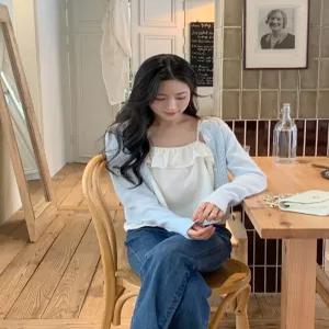 엘비아 아일렛 가디건 / 여리여리 날씬핏 가디건 크롭가디건 봄 레이어드 하객룩 데이트룩 여름가디건 니트