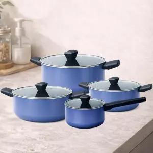 도루코 퓨어라이트 애쉬블루 IH 4종 냄비 세트(편수18cm+양수20cm+양수24cm+양수28cm) 뚜껑 포함 인덕션