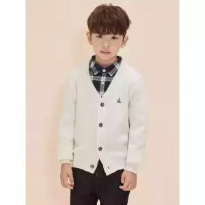 [백화점정품] 빈폴키즈 울 플레인형 자카드 카디건 아이보리