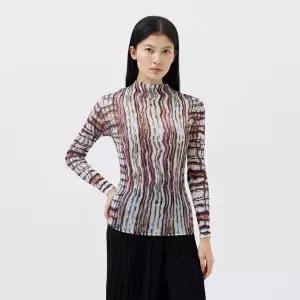 [플리츠미](의정부점)프린트 시스루 플리츠 티셔츠_EPTSS026011