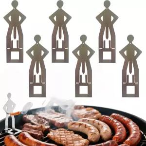 조리듬 6PCS 재미있는 핫도그 홀더 및 소시지 스탠드형 남자 바비큐 랙-핫도그 그릴 휴대용 재사용 가능한