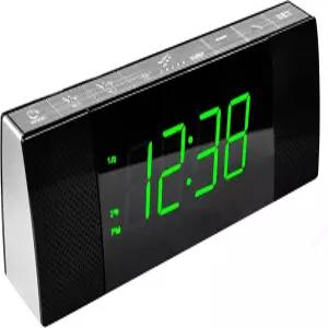 블루투스 스피커가 iTOMA 침대 옆 알람 시계 라디오 디밍 가능한 제이드 그린 LED 슬립 타이머가 FM