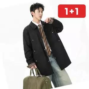 트렌치코트 남자 봄코트 바바리 코트 트렌치 하프 반코트 (1+1)