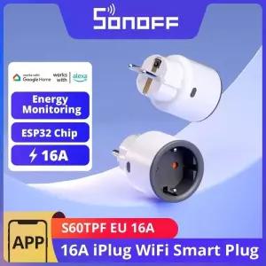 자동온도조절기 SONOFF S60 EU 와이파이 소켓 스마트 과부하 보호 타이머 씬 EWeLink Alexa Google