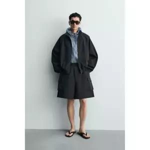 Zara 자라 릴랙스 핏 스트럭처 재킷 - 블랙 1437/602/800
