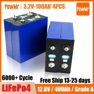 PowMr 3.2V 100Ah 4/8/12pcs 등급 A 배터리 8000+ 사이클 리튬 철 인산염 충전식 RV 보트 캠핑 태양계