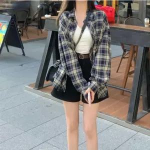 어텀무드 체크 셔츠블라우스 여성남방 여자