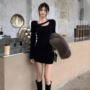 [라일리여성의류] Rly 슬림숏블랙원피스 파티블랙원피스 클럽미니원피스