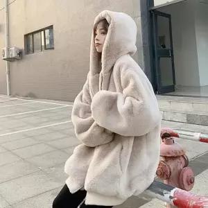 [라일리여성의류] Rly 후드집업점퍼 커플룩 편안한 오버핏 여자후드집업