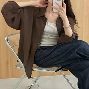 [09초이스] 청량모드 루즈핏 시스루 셔츠 87481 빅사이즈 여성의류